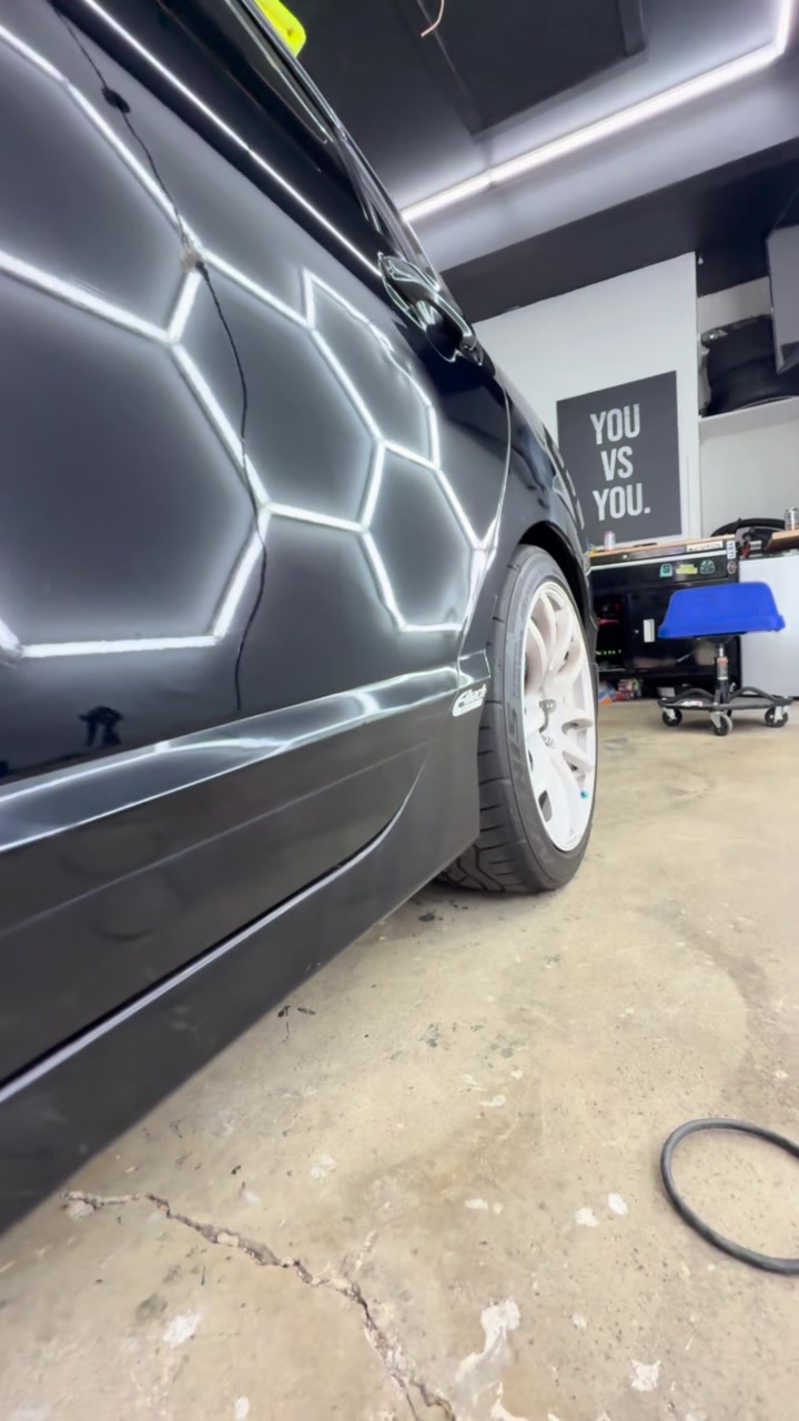 Honeycomb LED reflection on freshly corrected black paint